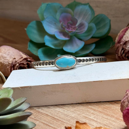 121 Sterling Silver Kingman Turquoise Stamped Stacking Cuff by Jason Ogg
