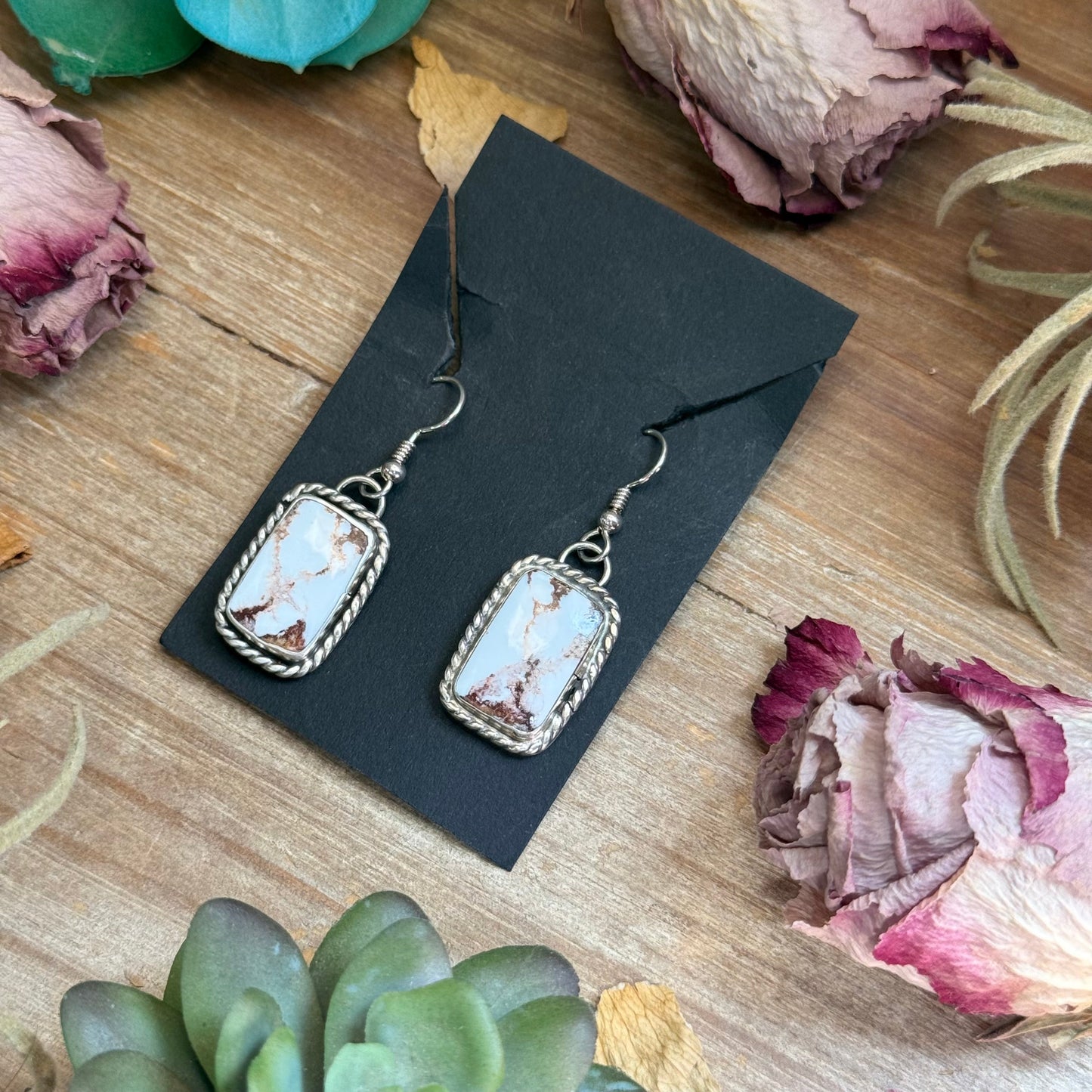 Sterling Silver Wild Horse Jasper Dangle Earrings – Handmade by Artist Jason Ogg