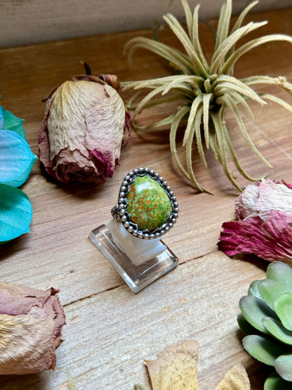 MJ Green Turquoise Sterling Silver Ring – Adjustable Free Form
