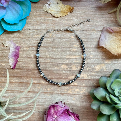 White Opal & Sterling Silver Pearl Bracelet