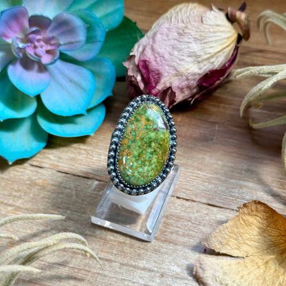 Sterling silver adjustable ring with green turquoise by MJ The Bijoux FAB
