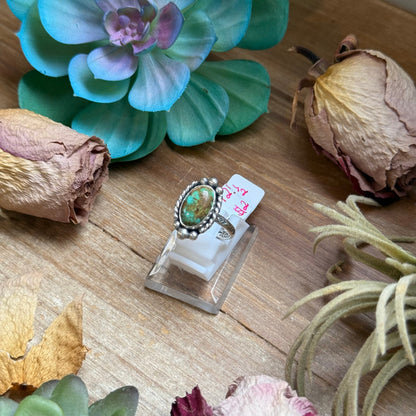 125 - Sterling Silver Royston Turquoise Medicine Man Eye Stamped Stacking Ring by Jason Ogg