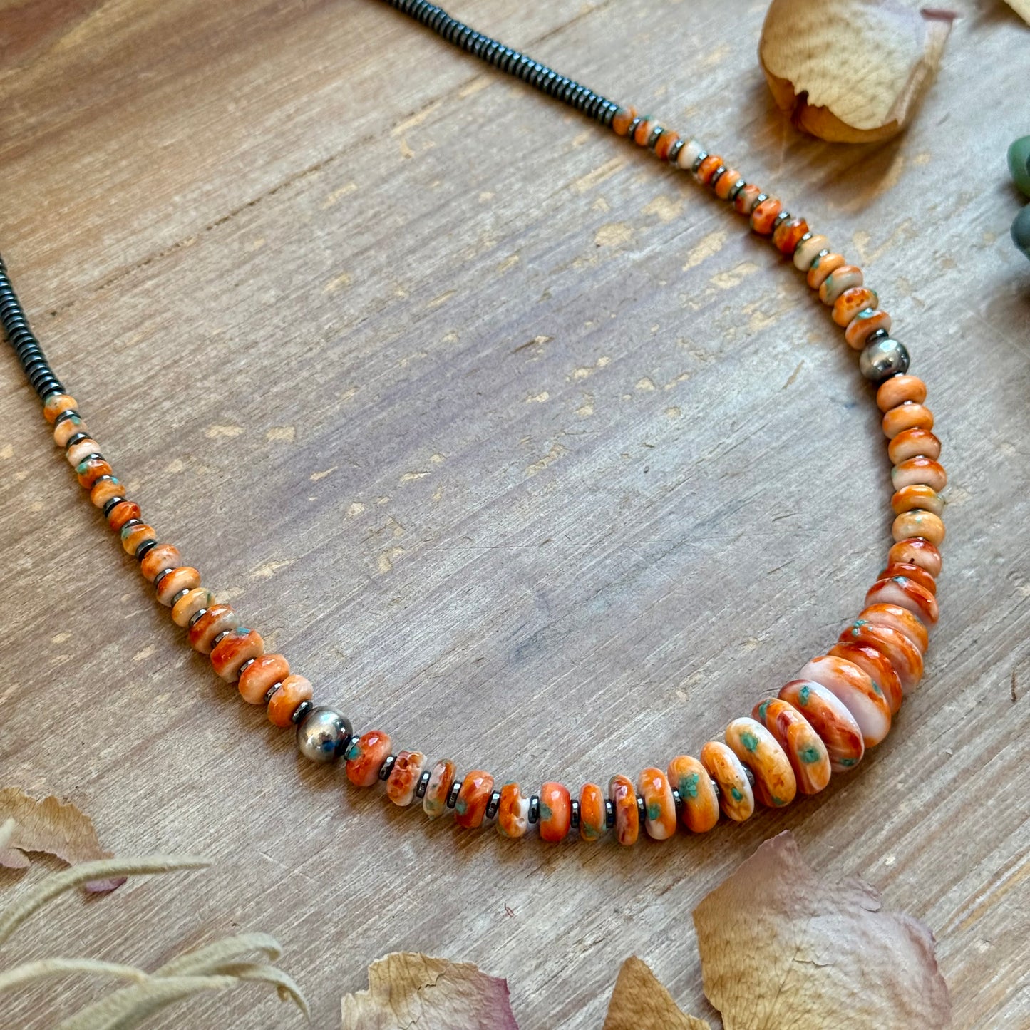 22” Spiny & Turquoise Graduated Necklace