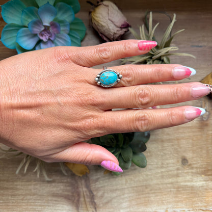 136 - Sterling Silver Blue Ridge Turquoise Medicine Man Eye Stamped Stacking Ring by Jason Ogg