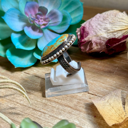 MJ Ring - Copper & Sterling Silver Blue Turquoise Adjustable