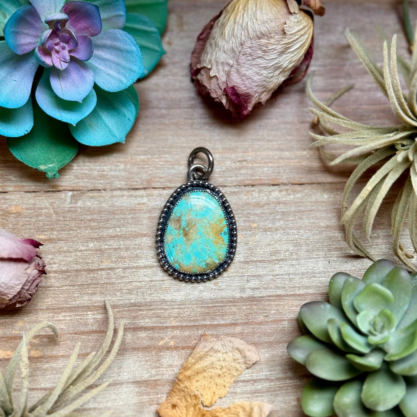 Light turquoise sterling silver pendant handmade in the USA by The Bijoux FAB
