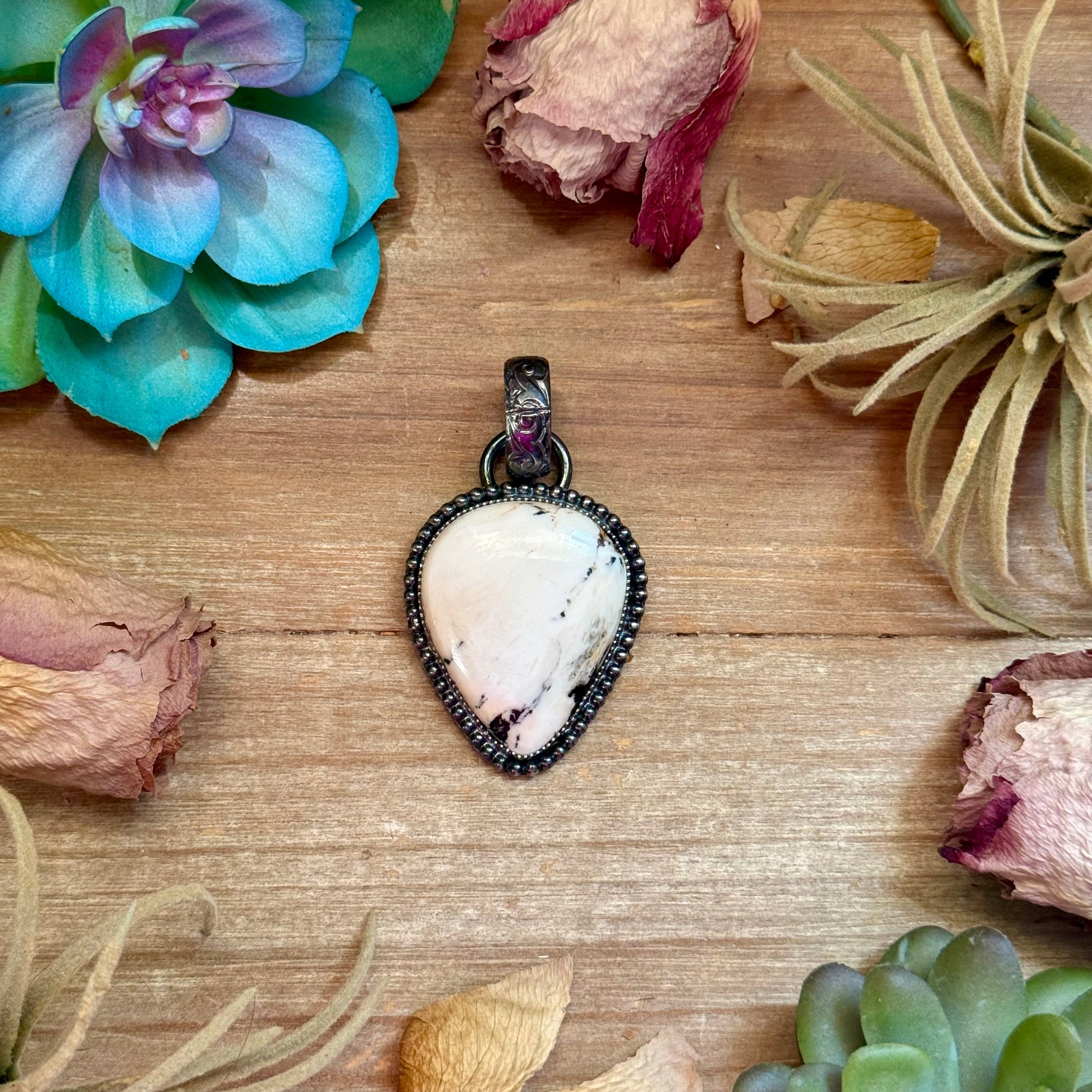 Handmade White Buffalo sterling silver pendant by MJ for The Bijoux FAB
