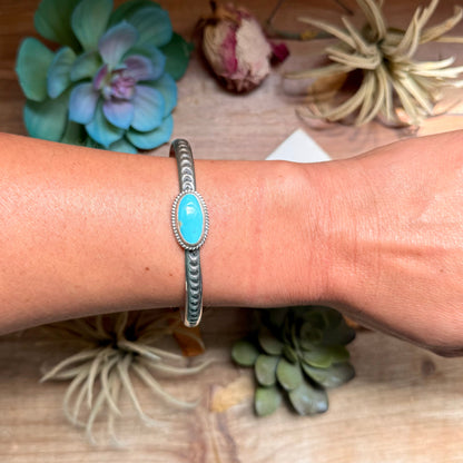 121 Sterling Silver Kingman Turquoise Stamped Stacking Cuff by Jason Ogg