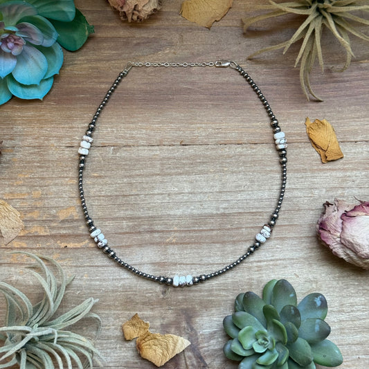 New Wild Horse & Sterling Silver Pearl Necklace