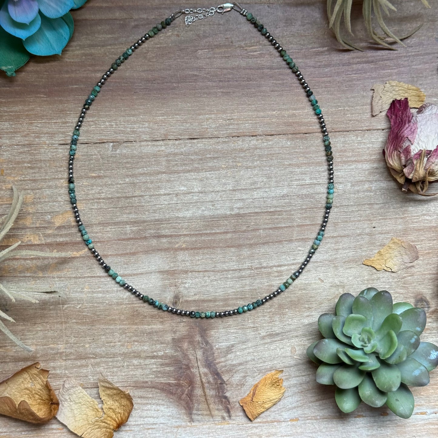 Faceted African Turquoise Necklace – 19"  – 3mm