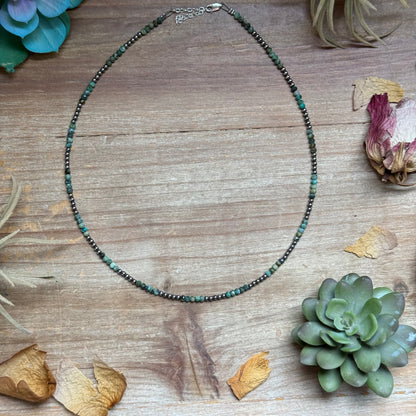 Faceted African Turquoise Necklace – 19"  – 3mm