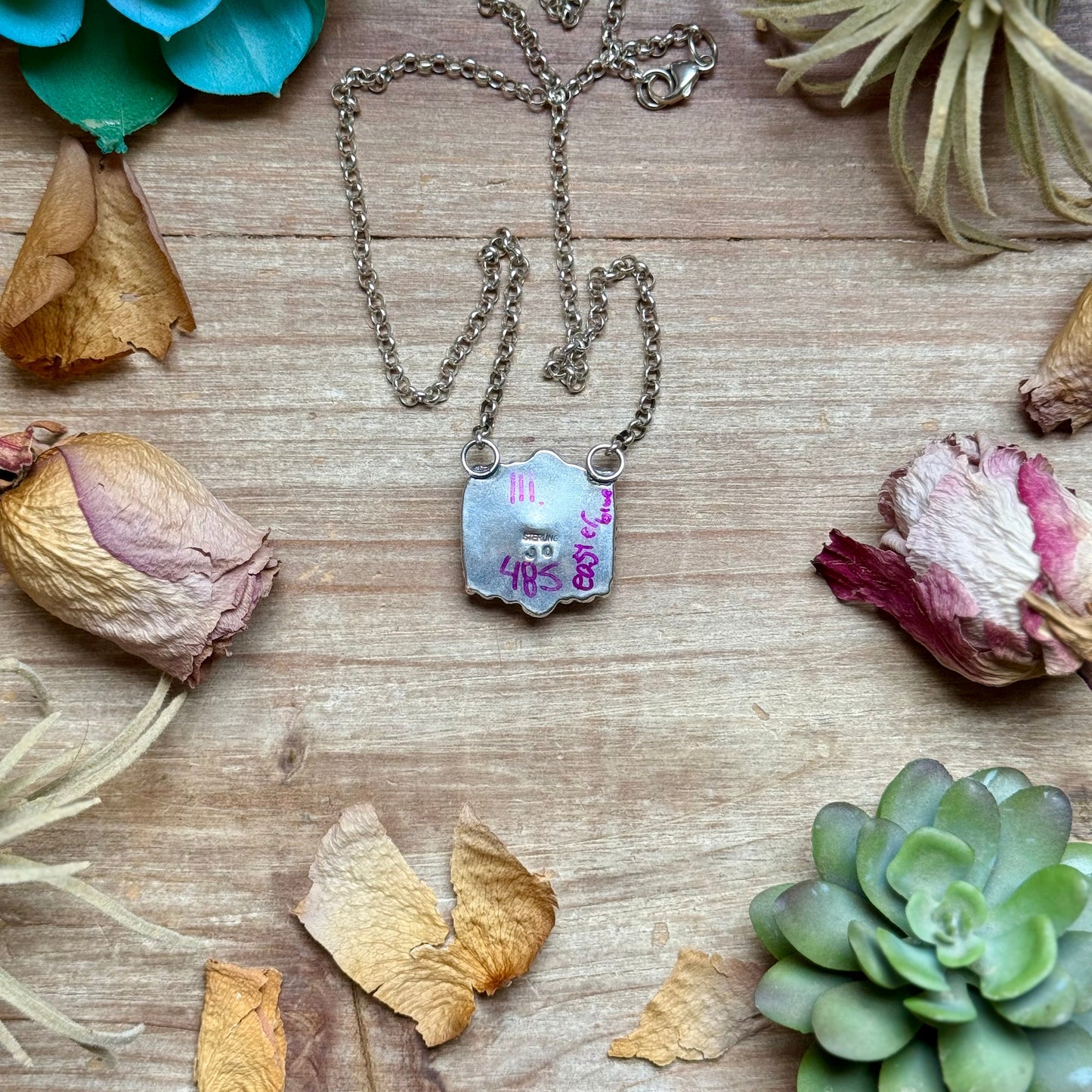 111 - Sterling Silver Easter Blue Turquoise Bar Necklace by Jason Ogg