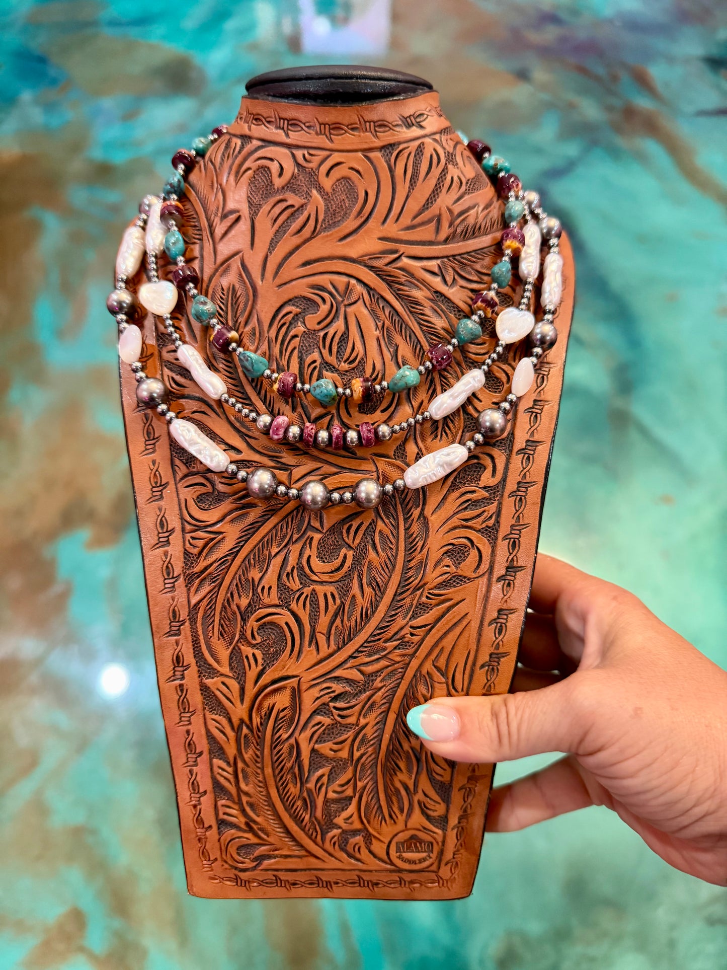 JACI Stack – Purple Spiny, Turquoise & Freshwater Pearls