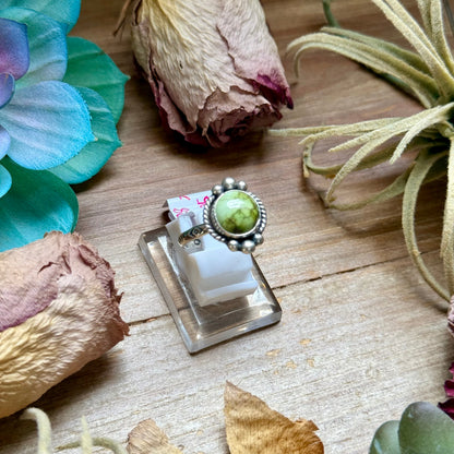 128 - Sterling Silver Sonoran Gold Turquoise Medicine Man Eye Stamped Stacking Ring by Jason Ogg
