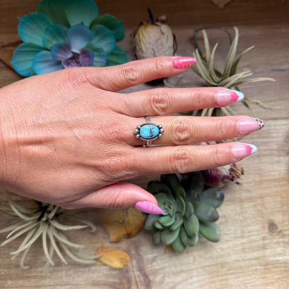 141 - Sterling Silver Golden Hill Turquoise Medicine Man Eye Stamped Stacking Ring by Jason Ogg