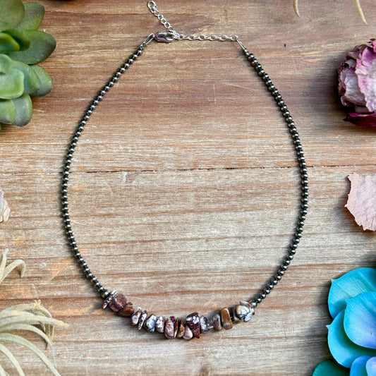 14 inch wild horse choker with sterling silver pearls handmade in the USA by The Bijoux FAB