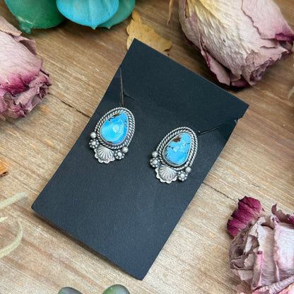47 - Sterling Silver Golden Hill Turquoise Stud Earrings by Jason Ogg