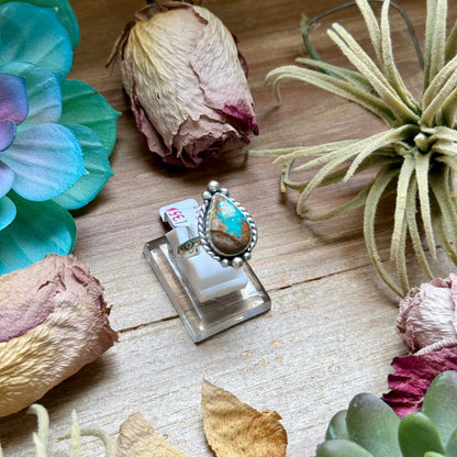 135 - Sterling Silver Easter Blue Turquoise Medicine Man Eye Stamped Stacking Ring by Jason Ogg