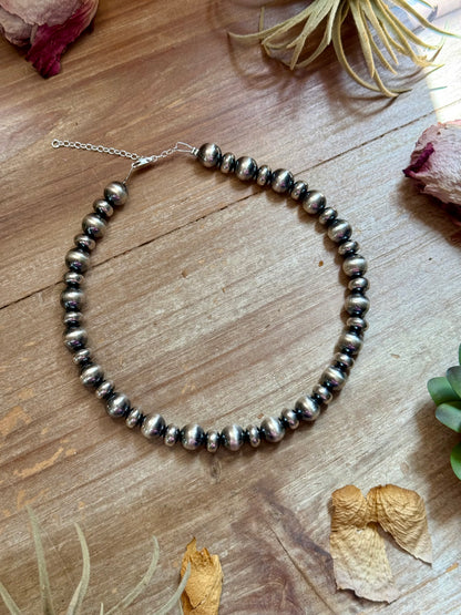 14 inch Choker 10mm and 10mm Saucer Sterling Silver Pearls Necklace