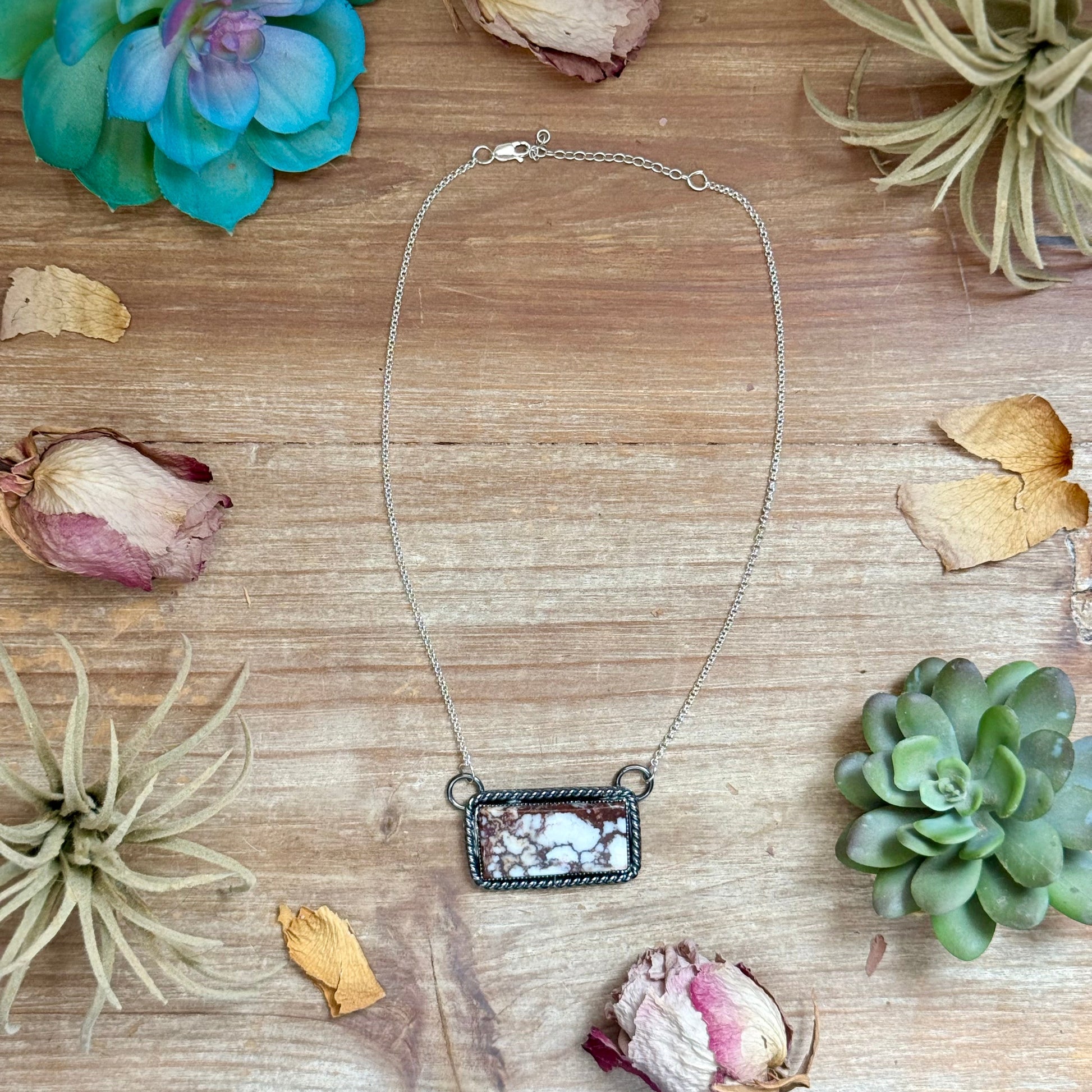 One of a kind Wild Horse sterling silver bar necklace handmade by MJ for The Bijoux FAB