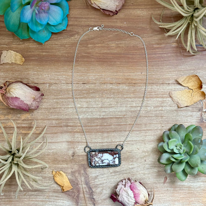 One of a kind Wild Horse sterling silver bar necklace handmade by MJ for The Bijoux FAB