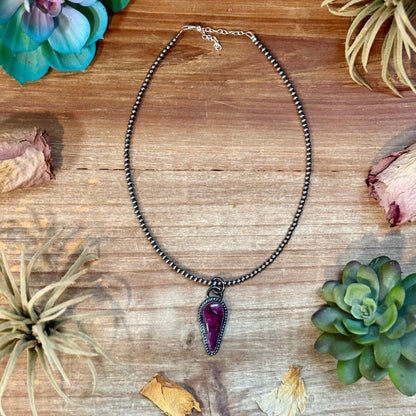 
Purple spiny oyster sterling silver pendant with free sterling silver pearl necklace handmade by The Bijoux FAB
