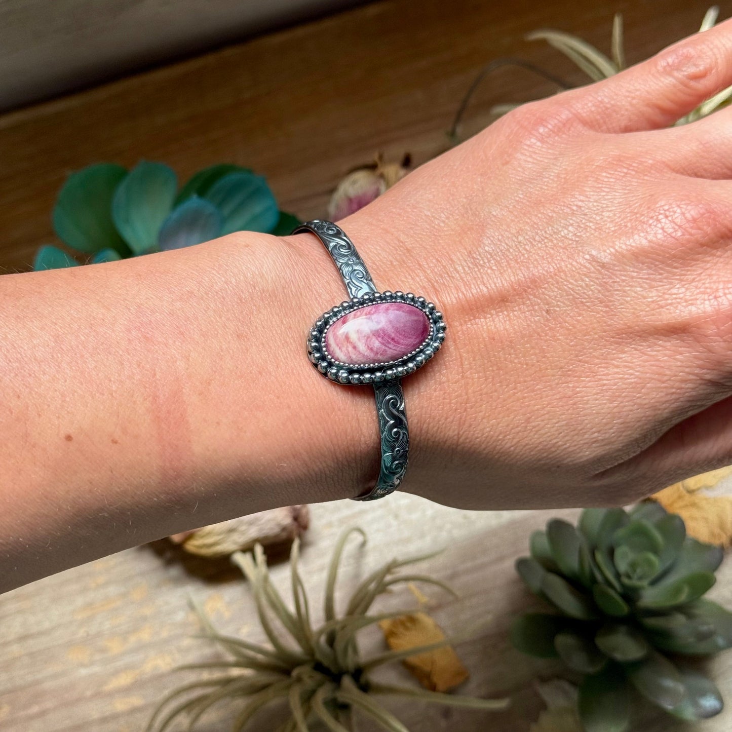 Show moreShow lessMJ Purple Spiny Cuff – Sterling Silver