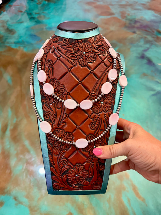 Jaci Stack – Pink Conch & Sterling Silver Layered Necklace Set