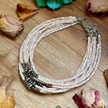 Cream Shell Heishi Necklace – 15"