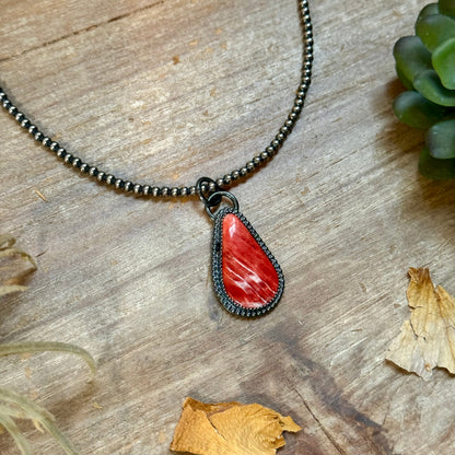 FREE Sterling Silver Pearl Necklace + MJ Red Spiny Oyster Pendant
