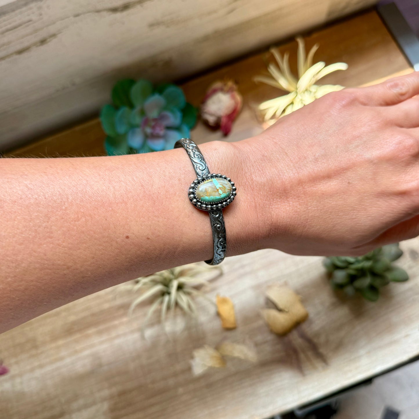 MJ Small Royston Turquoise Sterling Silver Cuff