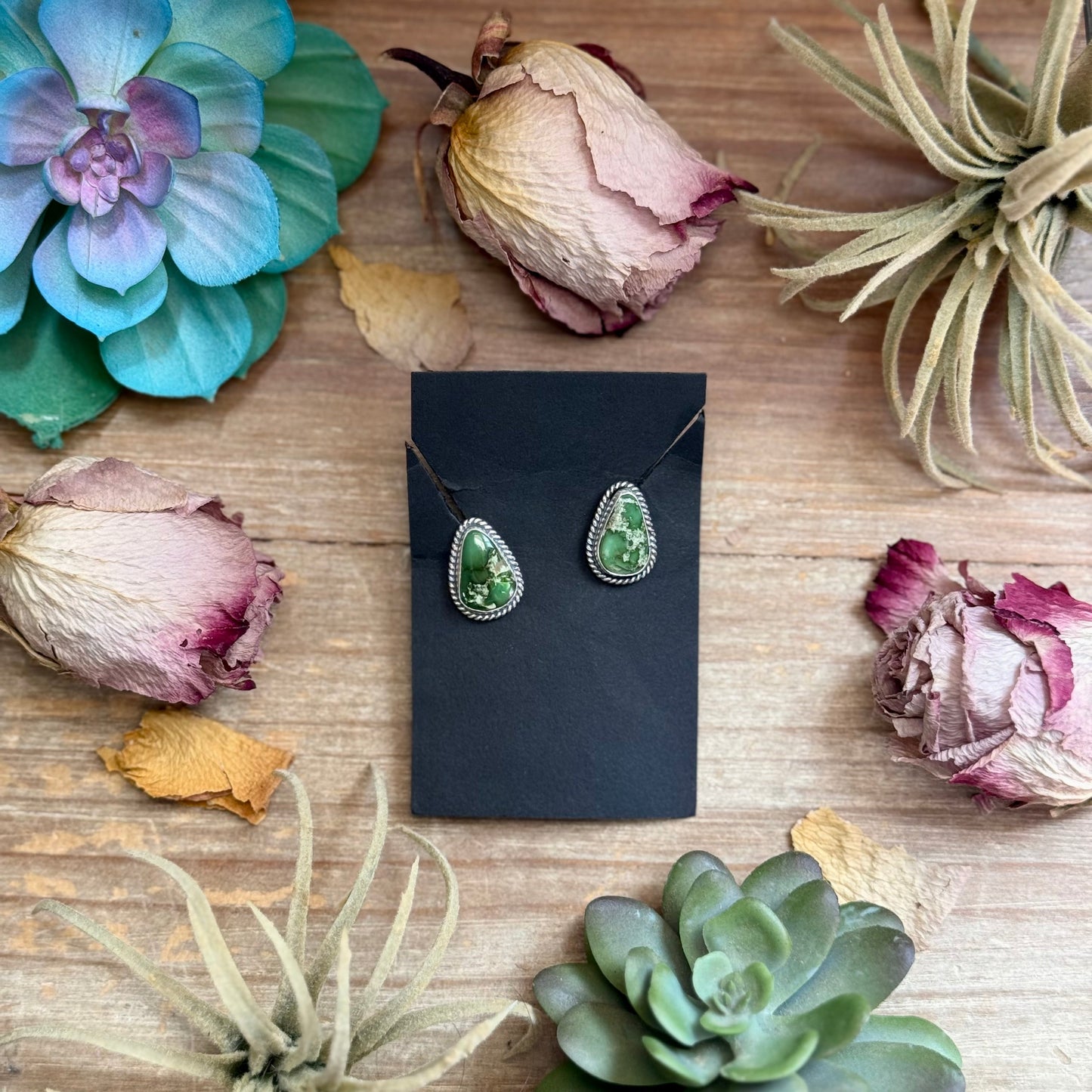 3 - Sterling Silver Sonoran Gold Turquoise Stud Earrings by Jason Ogg