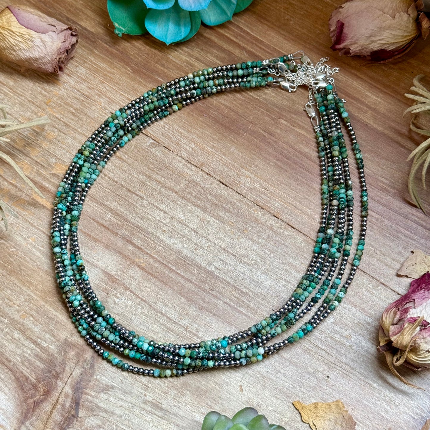 Faceted African Turquoise Necklace – 19"  – 3mm