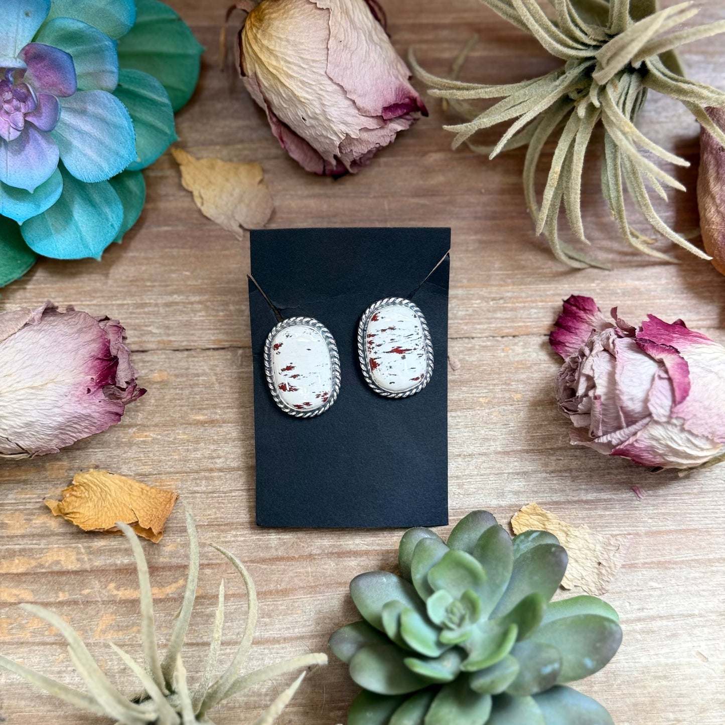 50 - Sterling Silver Red Buffalo Stud Earrings by Jason Ogg