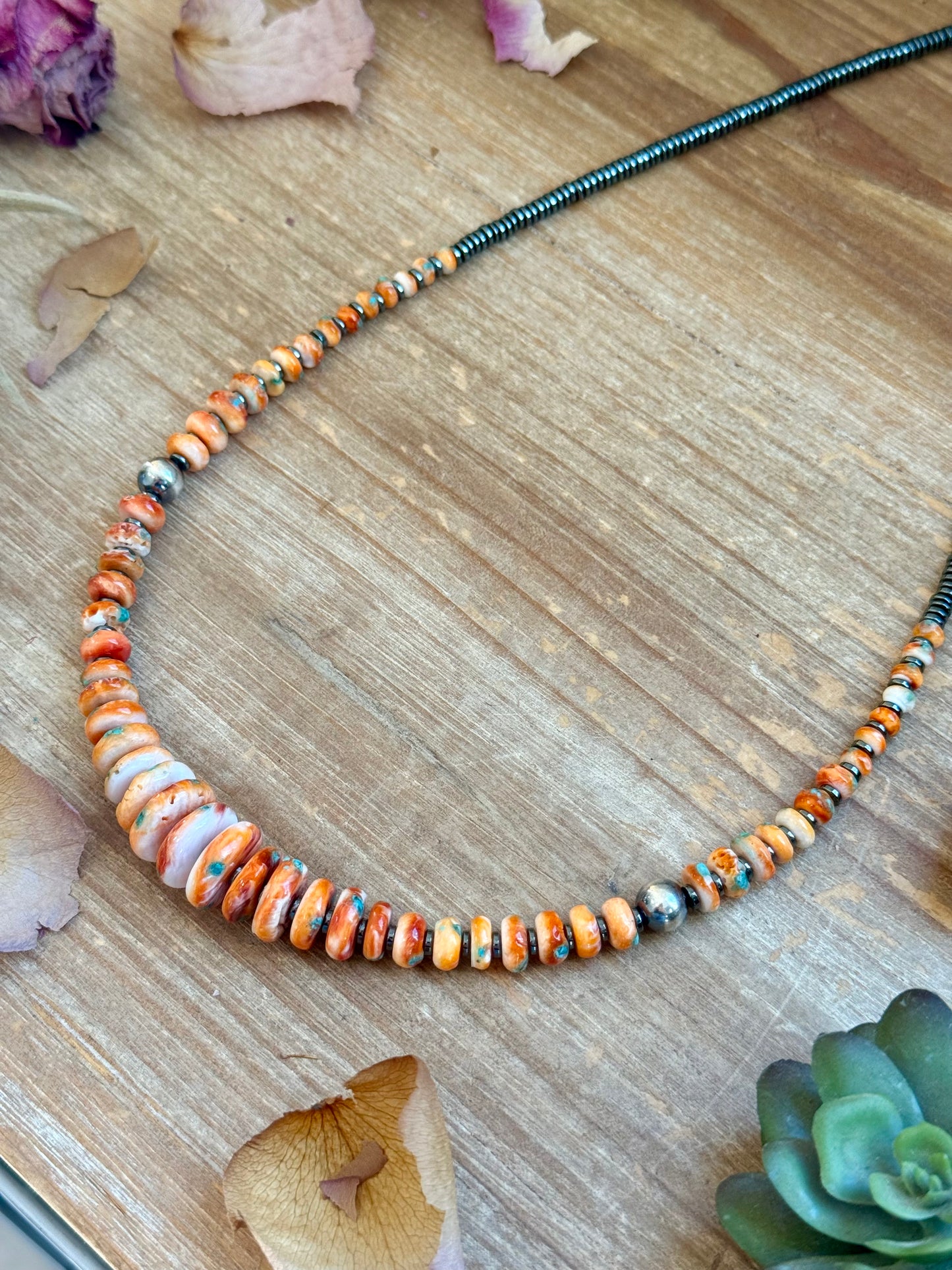 22” Spiny & Turquoise Graduated Necklace