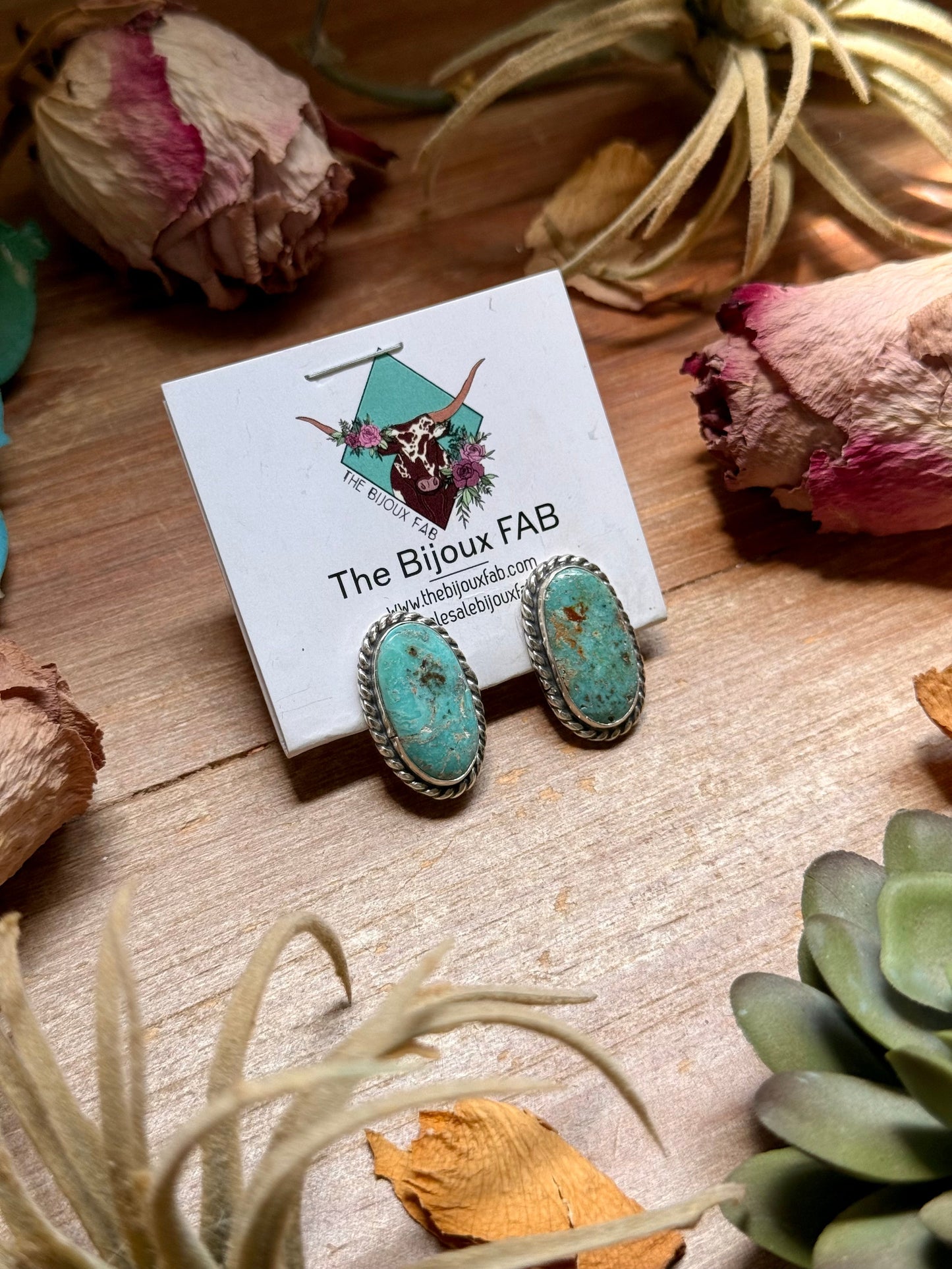 27 - Sterling Silver Cripple Creek Turquoise Stud Earrings by Jason Ogg