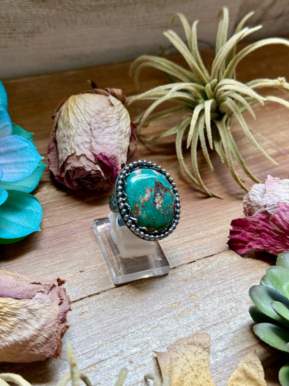 MJ Sterling Silver Turquoise Statement Ring – Adjustable