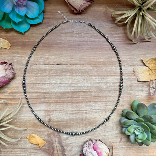 20 inch graduated sterling silver pearl necklace handmade by The Bijoux FAB