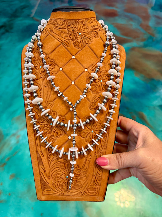 Jaci Stack – Freshwater Pearl Rondelle & Sterling Silver Necklaces