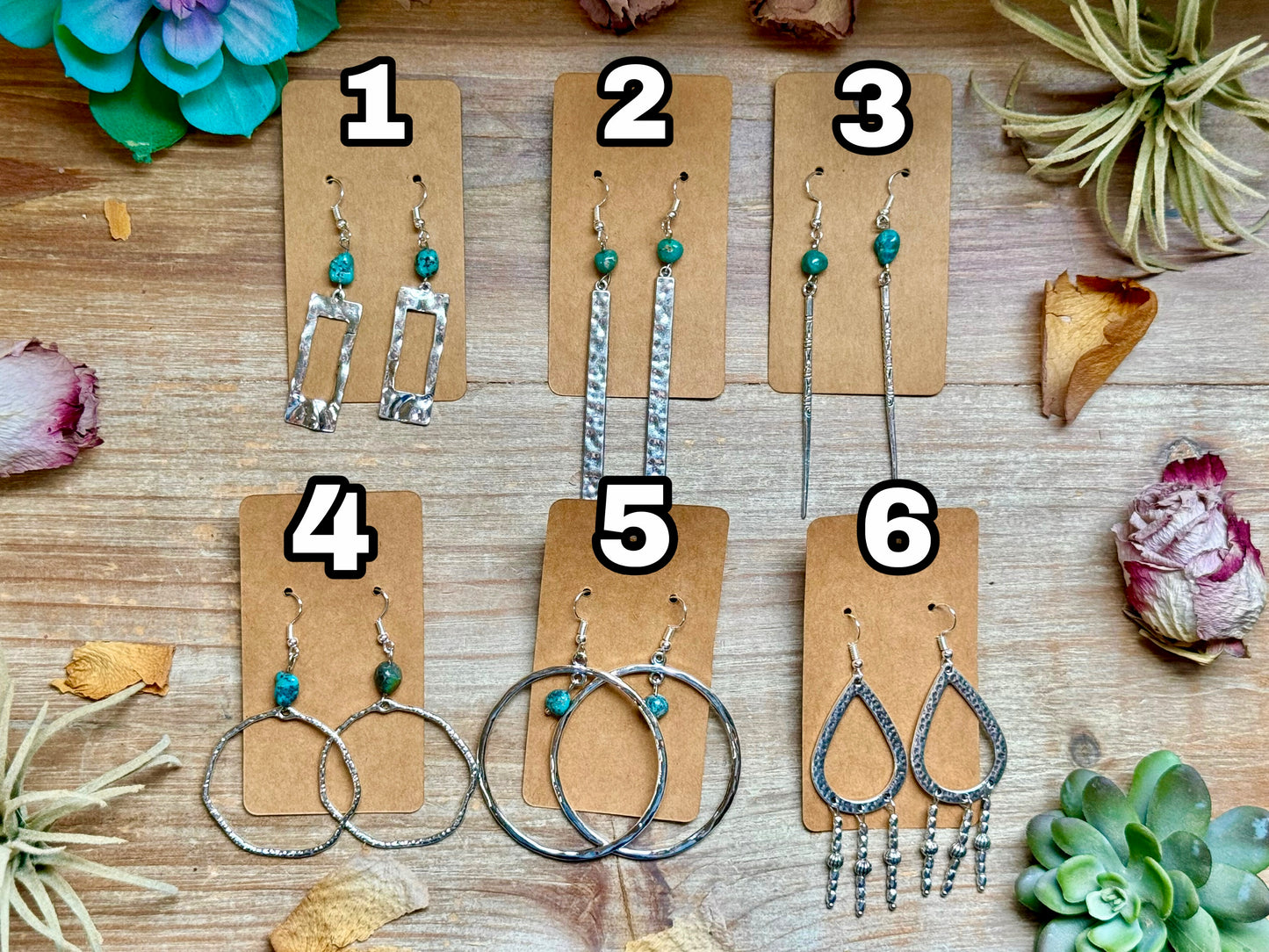 Mix earrings - real turquoise - not sterling