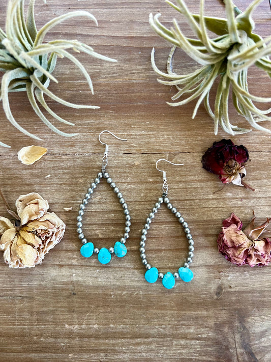 Magnesite turquoise teardrop earrings dangle western jewelry