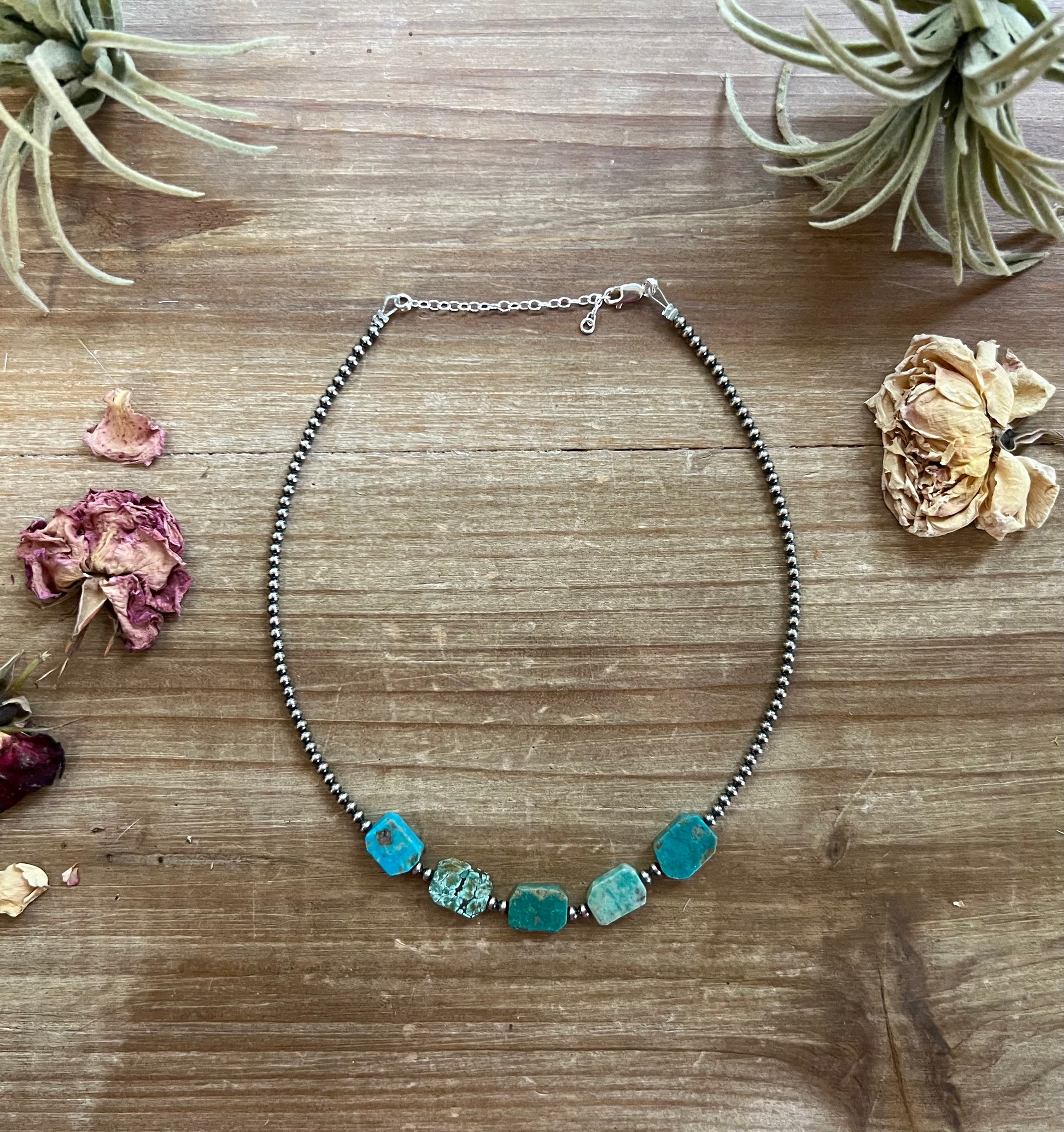 3 mm Navajo choker real Navajo beads jewelry with flat turquoise