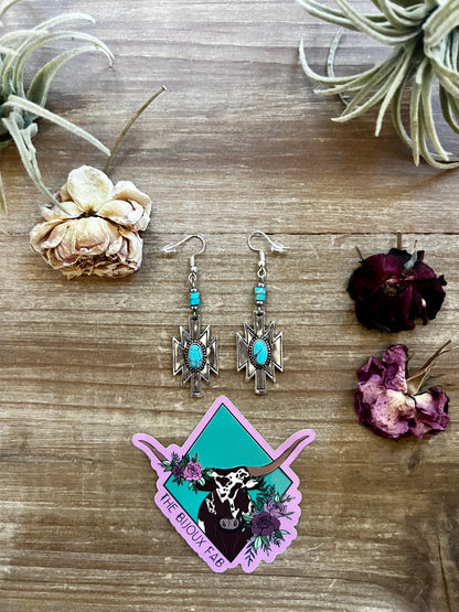 Aztec turqoise magnesite dangle earrings