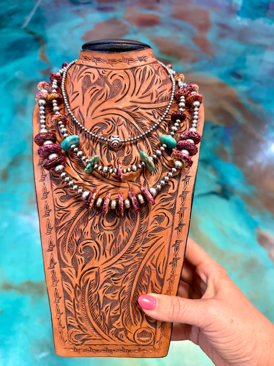 Jaci Stack – Purple Spiny Oyster, Turquoise & Sterling Silver Necklaces