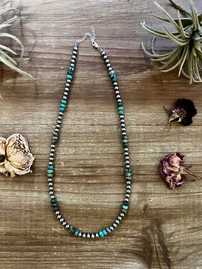 18 Inch 5 mm Navajos necklace with turquoise rondelle