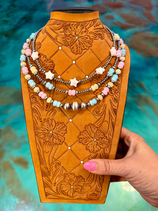 Freshwater Pearl Star & Colorful Glass 3-Piece Necklace Stack