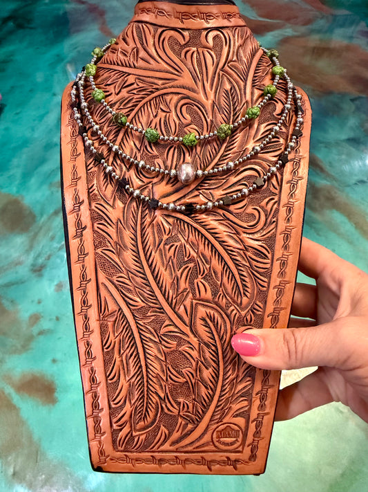 Jaci Stack – Green Turquoise, Black Onyx Stars & Sterling Silver Necklaces