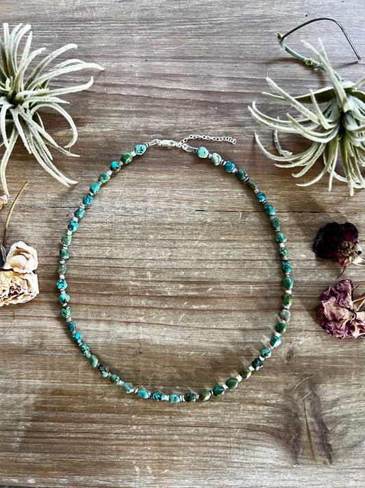 18 inch long smaller turquoise nuggets necklace
