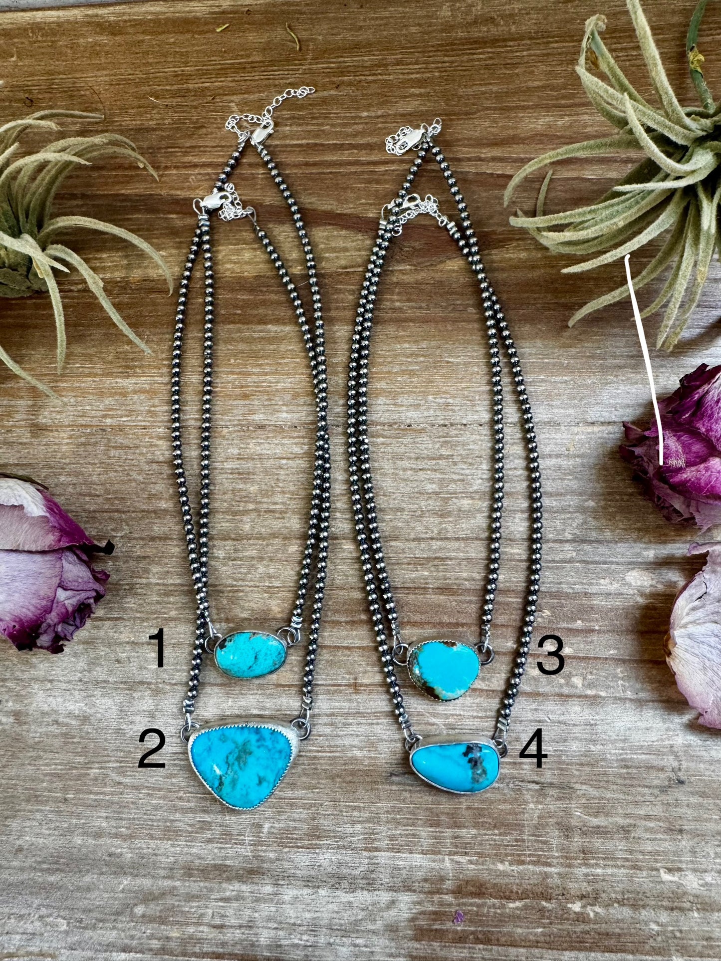 Sterling Silver Choker with Turquoise Pendant – 13”