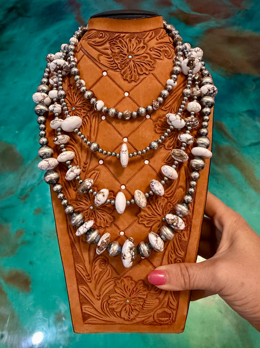 Jaci Stack – White Howlite & Sterling Silver Pearl Necklaces